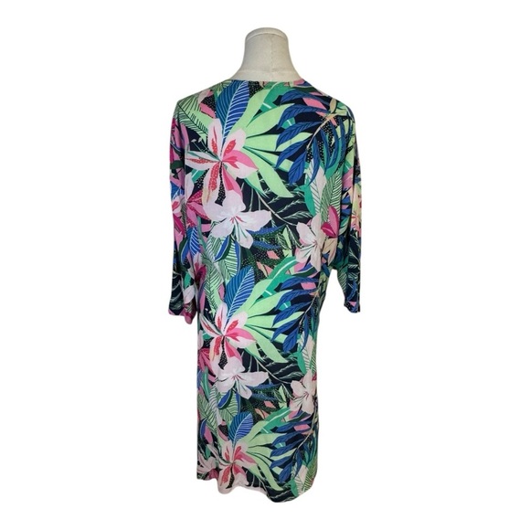 LOFT‎ Kimono Flowy Top Long Shirt Cruise Vacation Size XS S Tropical Floral - Picture 2 of 6